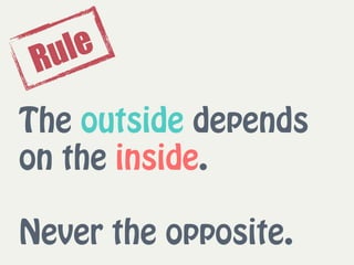The outside depends
on the inside.
 
Never the opposite.
Rule
 