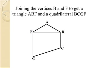 Joining the vertices B and F to get a
triangle ABF and a quadrilateral BCGF