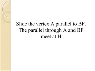Slide the vertex A parallel to BF.
The parallel through A and BF
meet at H