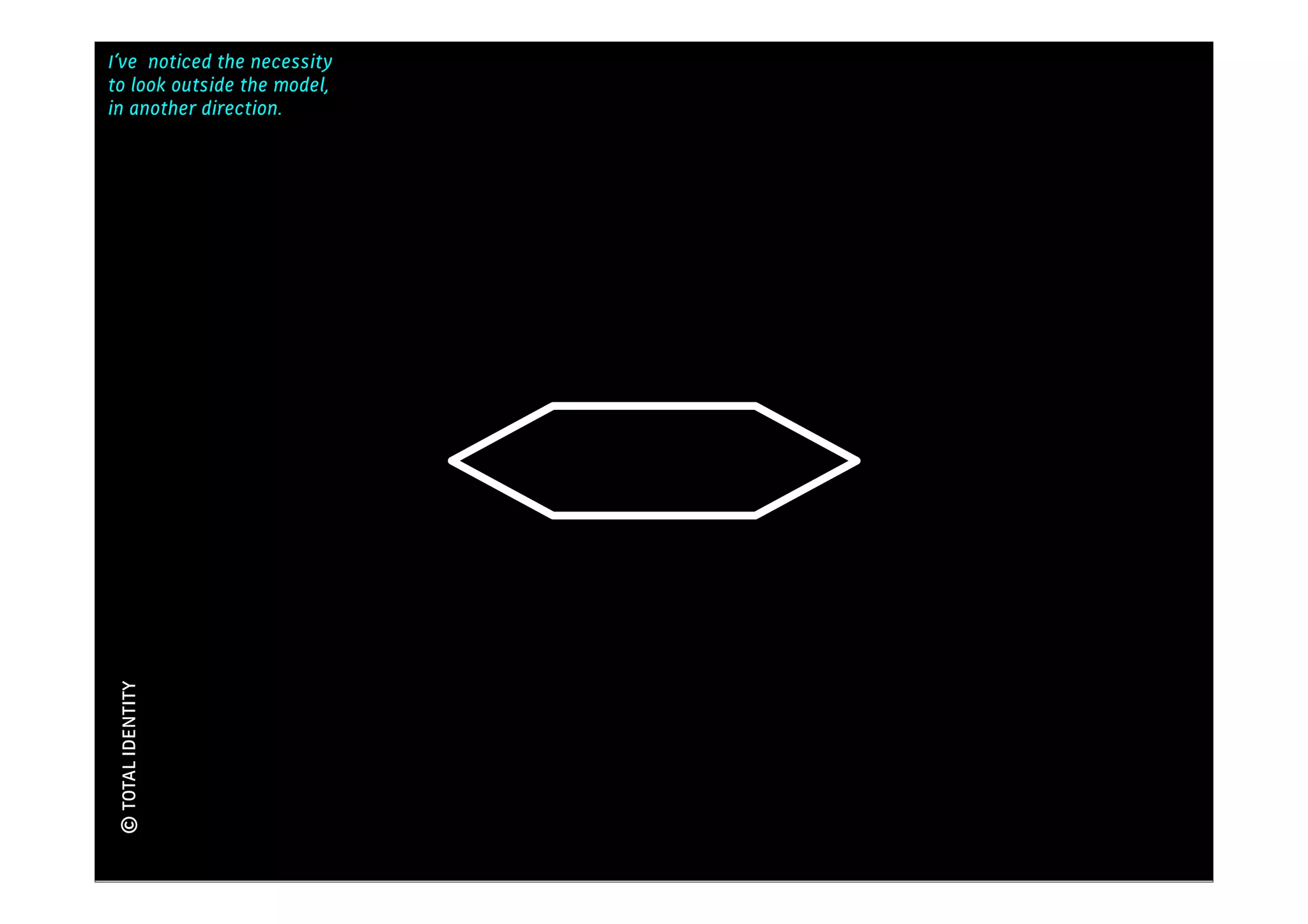 I‘ve noticed the necessity
                             Kennis
to look outside the model,
in another direction.
© TOTAL IDENTITY
 