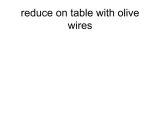 reduce on table with olive
wires
 