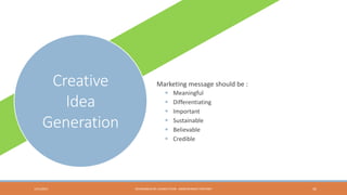 Creative
Idea
Generation

1/31/2013

Marketing message should be :







Meaningful
Differentiating
Important
Sustainable
Believable
Credible

HEXAGABLIN RE-LAUNCH PLAN - ABDELRHMAN TANTAWY

45

 