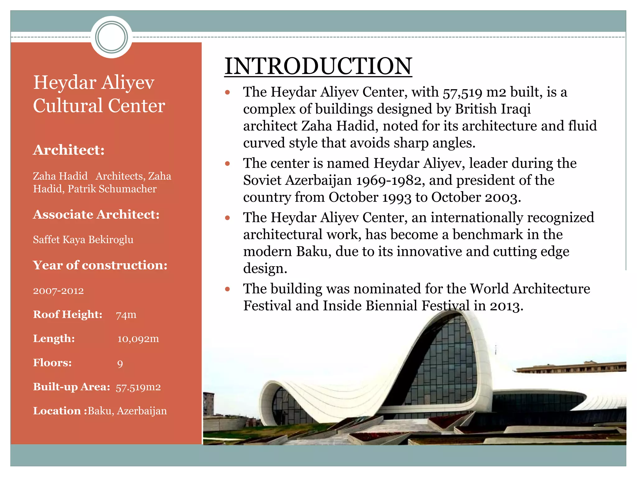 Heydar aliyev cultural center, baku | PPTX