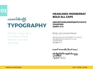 TYPOGRAPHY
HEADLINES: MONSERRAT
BOLD ALL CAPS
ABCDEFGHIJKLMNOPQRSTUVWXYZ
1234567890
!@#$%^&*()
Body: Quicksand Book
ABCDEF...