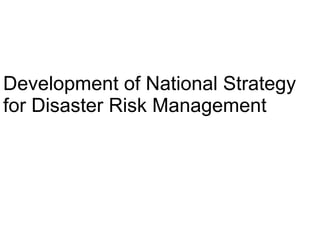 Development of National Strategy for Disaster Risk Management   