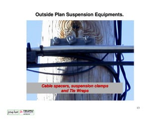 Outside Plan Suspension Equipments.




  Cable spacers, suspension clamps
           and Tie Wraps



                                      13
 