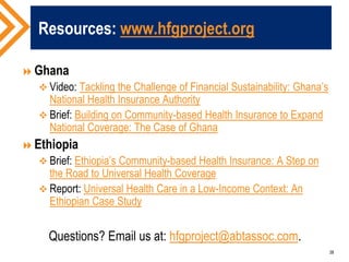 The Role of Health Insurance in UHC: Learning from Ghana and Ethiopia | PDF