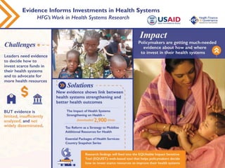 Evidence Informs Investments in Health Systems