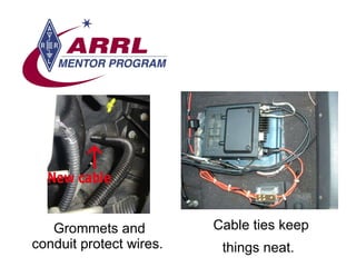Grommets and conduit protect wires.  Cable ties keep things neat.   