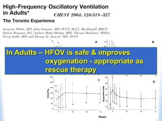 In Adults – HFOV is safe & improves
oxygenation - appropriate as
rescue therapy
 