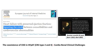 Russian novelist & poet
[born 1818, died 1883]
The coexistence of CKD in HFpEF (CRS type 2 and 4) : Cardio-Renal Clinical Challenges
 