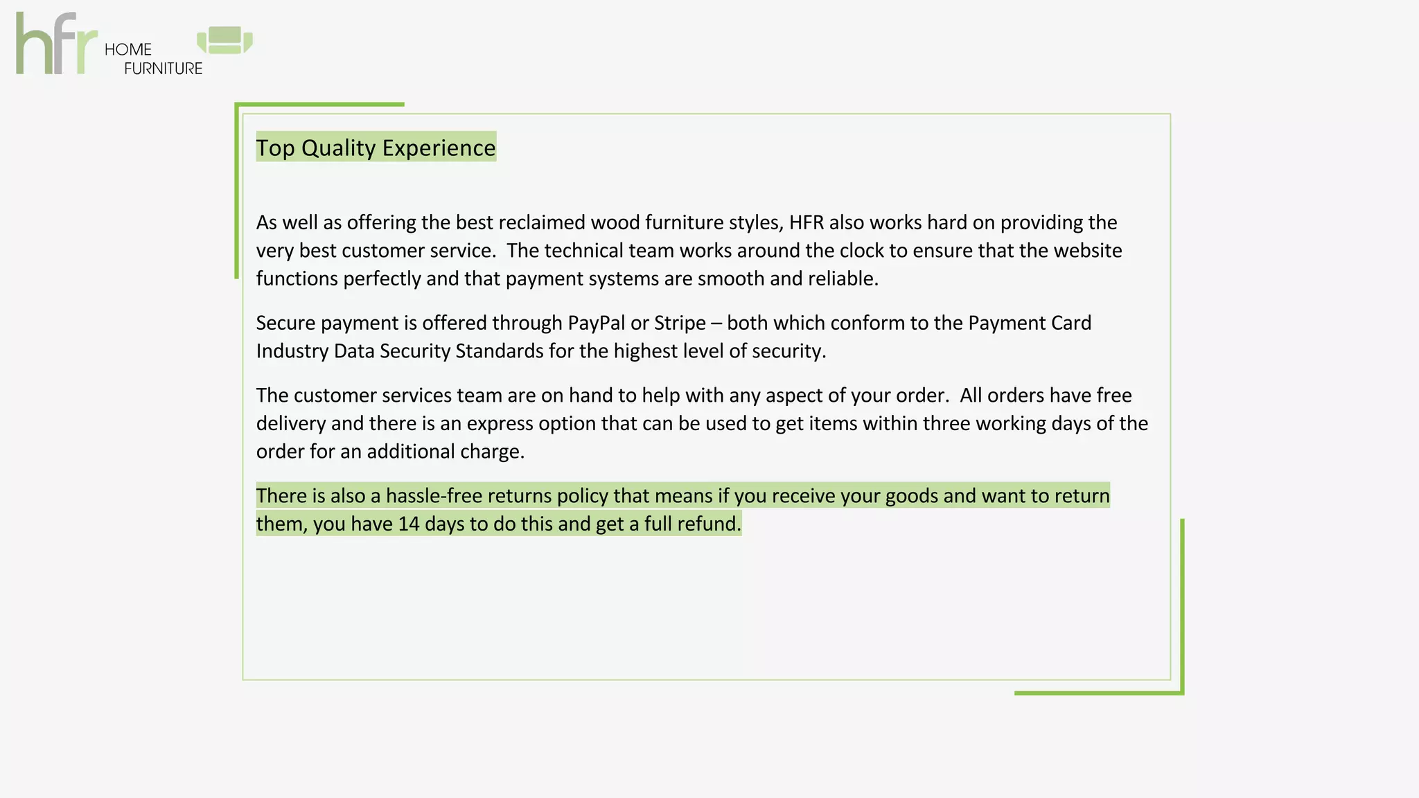   HFR Reclaimed Wooden Furniture