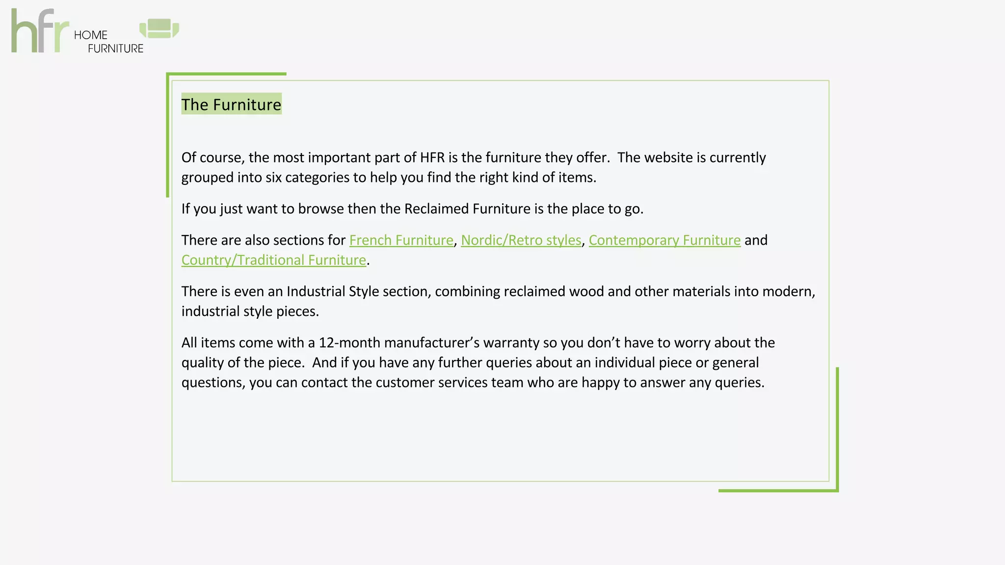   HFR Reclaimed Wooden Furniture