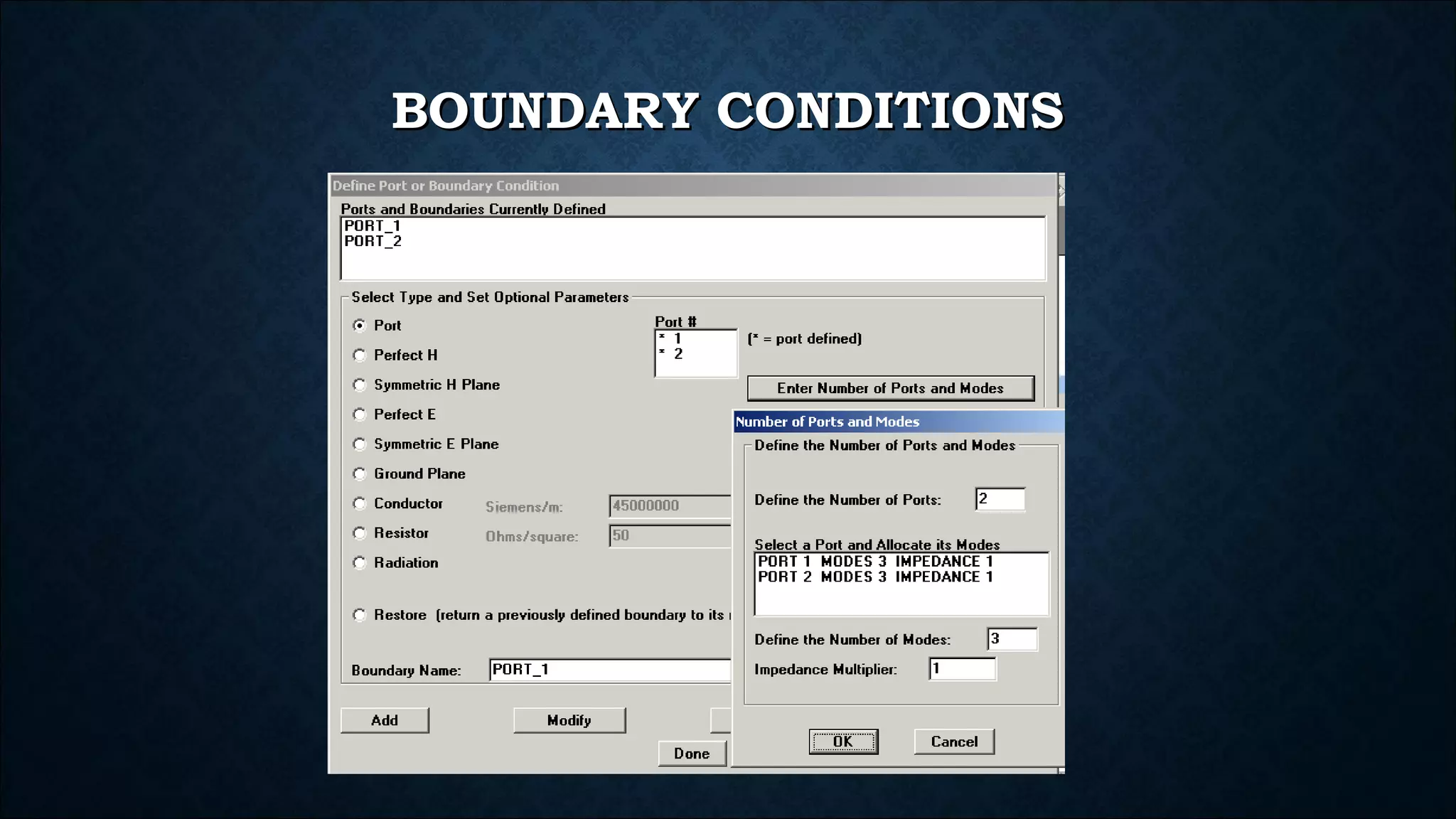 BOUNDARY CONDITIONSBOUNDARY CONDITIONS
 