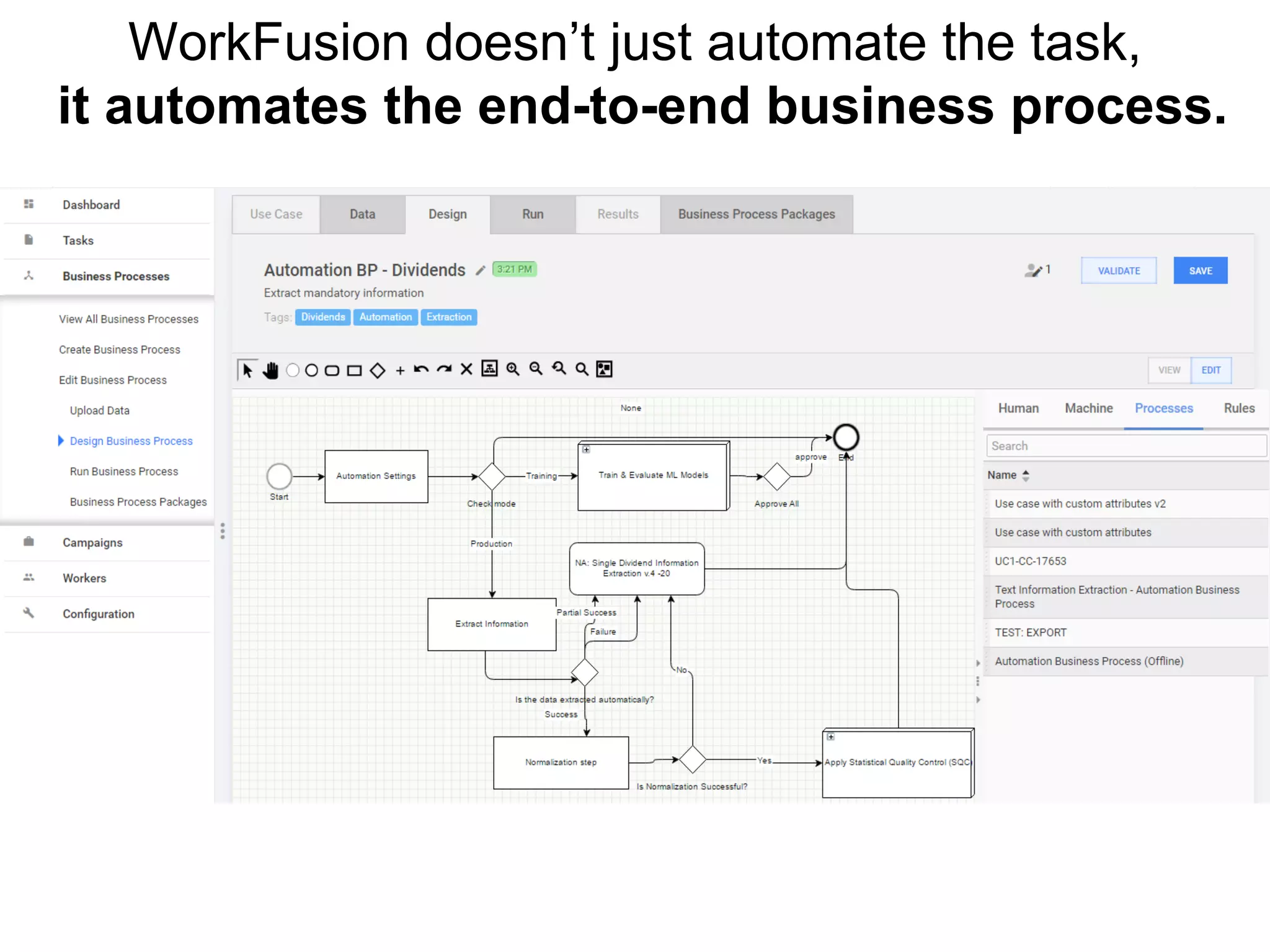 WorkFusion doesn’t just automate the task,
it automates the end-to-end business process.
 