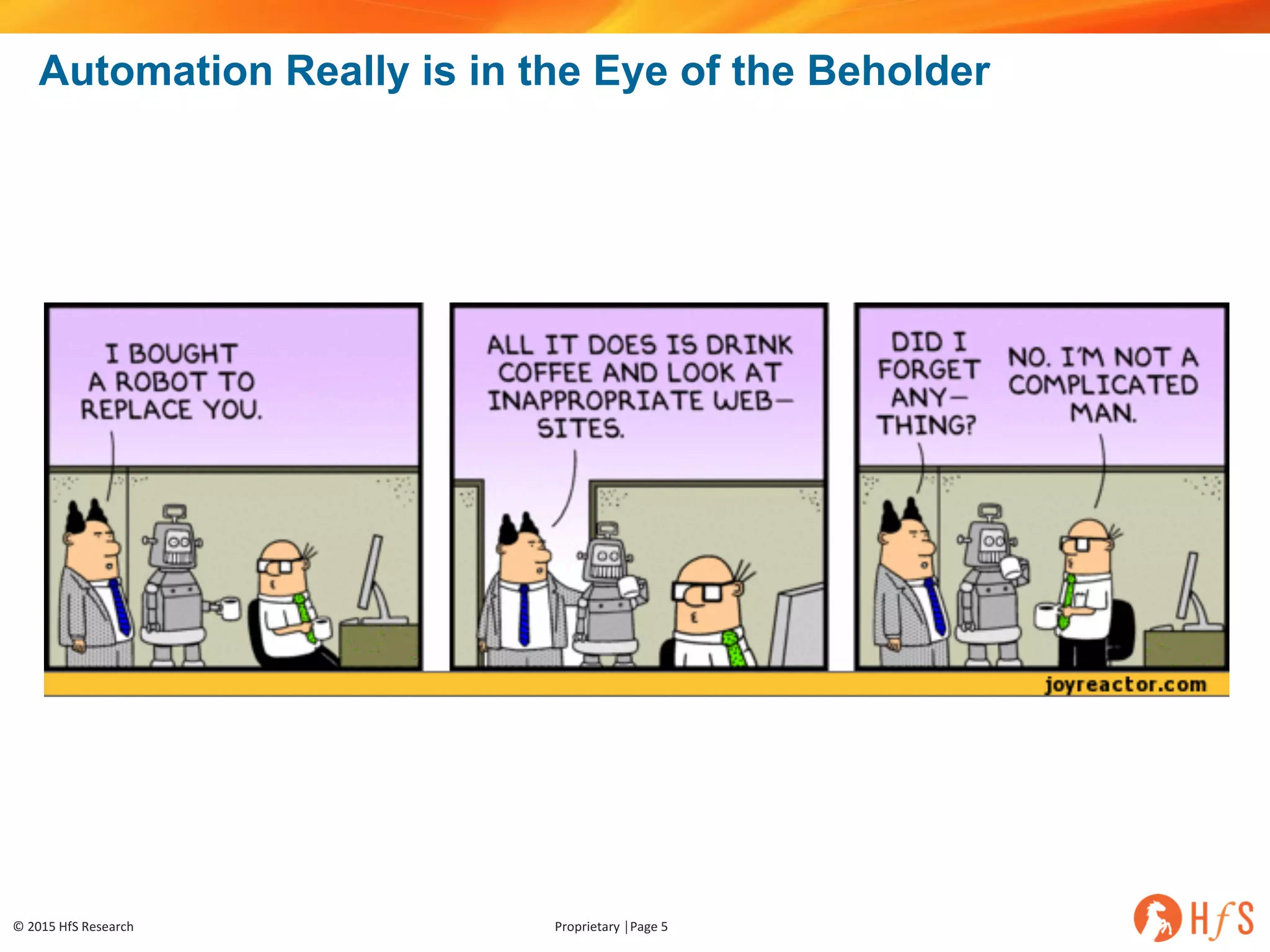 ©	2015	HfS	Research Proprietary	│Page	5
Automation Really is in the Eye of the Beholder
 