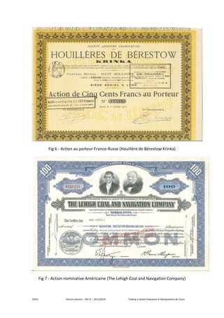 59/61 Vincent Jeannin – M2 JE – 2013/2014 Trading à Haute Fréquence et Manipulation de Cours
Fig 6 - Action au porteur Franco-Russe (Houillère de Bérestow Krinka)
Fig 7 - Action nominative Américaine (The Lehigh Coal and Navigation Company)
 