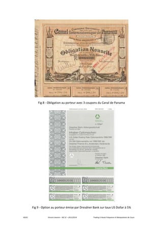 60/61 Vincent Jeannin – M2 JE – 2013/2014 Trading à Haute Fréquence et Manipulation de Cours
Fig 8 - Obligation au porteur avec 3 coupons du Canal de Panama
Fig 9 - Option au porteur émise par Dresdner Bank sur taux US Dollar à 5%
 