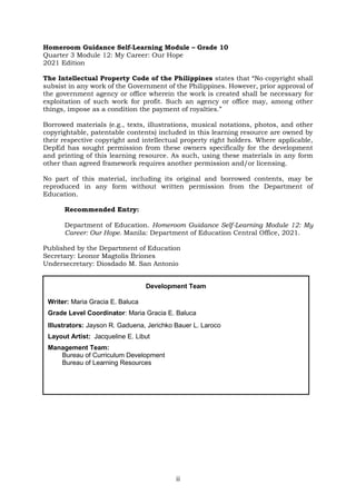 Homeroom Guidance Quarter 3 Module 12 Career Check Pdf