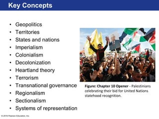 © 2016 Pearson Education, Inc.
Key Concepts
Figure: Chapter 10 Opener - Palestinians
celebrating their bid for United Nations
statehood recognition.
 