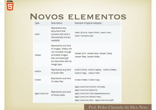 Prof. Pedro Clarindo da Silva Neto
Novos elementos
 