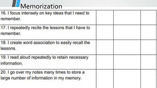 Memorization
 