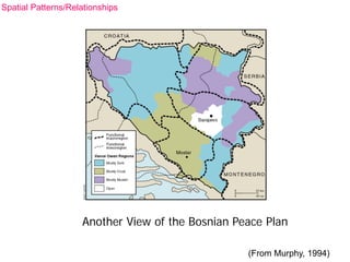 Another View of the Bosnian Peace Plan
(From Murphy, 1994)
Spatial Patterns/Relationships
 