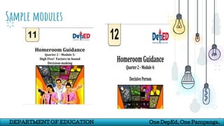 Sample modules
26
DEPARTMENT OF EDUCATION One DepEd, One Pampanga.
 