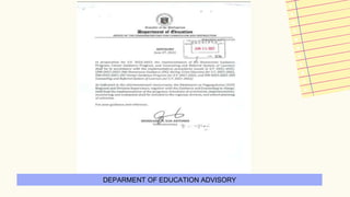 DEPARMENT OF EDUCATION ADVISORY
 