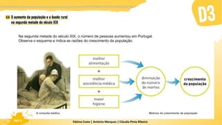 Fátima Costa | António Marques | Cláudia Pinto Ribeiro
HGP 6
Na segunda metade do século XIX, o número de pessoas aumentou em Portugal.
Observa o esquema e indica as razões do crescimento da população.
Motivos do crescimento da população
A consulta médica
 