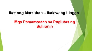 Ikatlong Markahan – Ikalawang Linggo
Mga Pamamaraan sa Paglutas ng
Suliranin
 