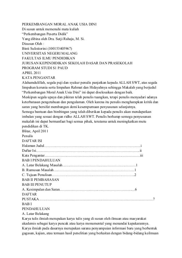 Perkembangan moral anak usia dini