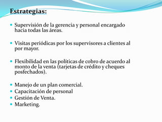 ENTORNO COMPETITIVOPerfiles del Competidor:Existen varios competidores que tienen productos con características similares pero que no se enfocan directamente a su línea principal o específica, diferenciándose entre ellos, aquellos que tienen la capacidad de disponer de licencias y patentes para comprar y vender productos originales y de alta calidad.A continuación nombraremos algunos de ellos:RinkonkuitTarjeal LocurasGrupo Gerardo OrtizCreaciones BernalMundiplasPandaLa PiñataSeñores LupercioLa Raspa