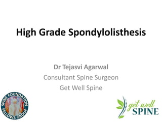 High Grade Spondylolisthesis
Dr Tejasvi Agarwal
Consultant Spine Surgeon
Get Well Spine
 