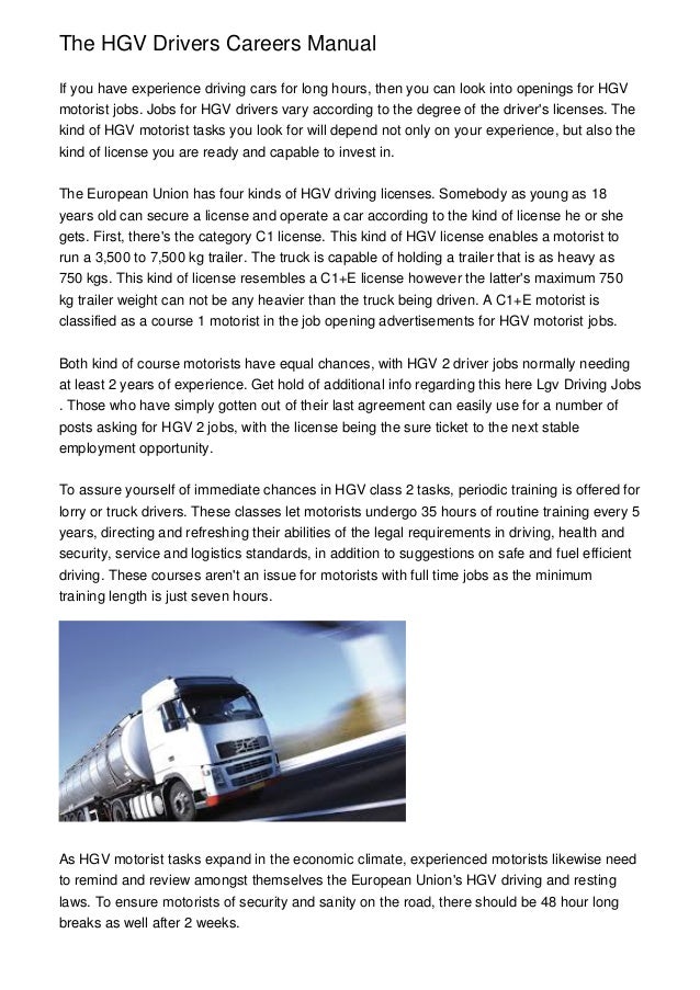 The HGV Drivers Careers Manual