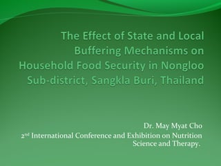 Dr. May Myat Cho 
2nd International Conference and Exhibition on Nutrition 
Science and Therapy. 
 