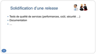 Solidification d’une release
58
 Tests de qualité de services (performances, coût, sécurité …)
 Documentation
 …
 