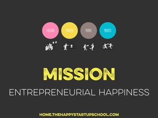 MISSION
ENTREPRENEURIAL HAPPINESS
HOME.THEHAPPYSTARTUPSCHOOL.COM!
 