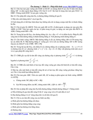 Ôn chương 1 – Hình 11 – Phép biến hình www.MATHVN.com
 Bài 21: Cho hai tam giác vuông cân OAB và OA’B’ có chung đỉnh O sao...