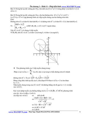 Ôn chương 1 – Hình 11 – Phép biến hình www.MATHVN.com
 Bài 21:Trong hệ tọa độ vuông góc Oxy, tìm ảnh của (C):x2+y2=1 trong...