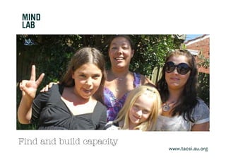 Find and build capacity
                          www.tacsi.au.org
 
