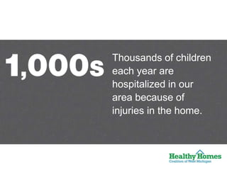 Thousands of children
each year are
hospitalized in our
area because of
injuries in the home.

 