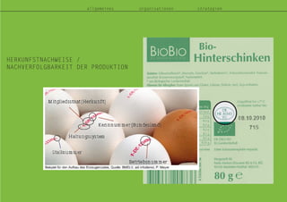 allgemeines organisationen strategien
HERKUNFSTNACHWEISE /
NACHVERFOLGBARKEIT DER PRODUKTION
 