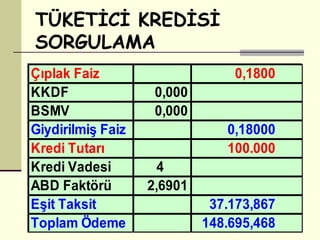 TÜKETİCİ KREDİSİ SORGULAMA 