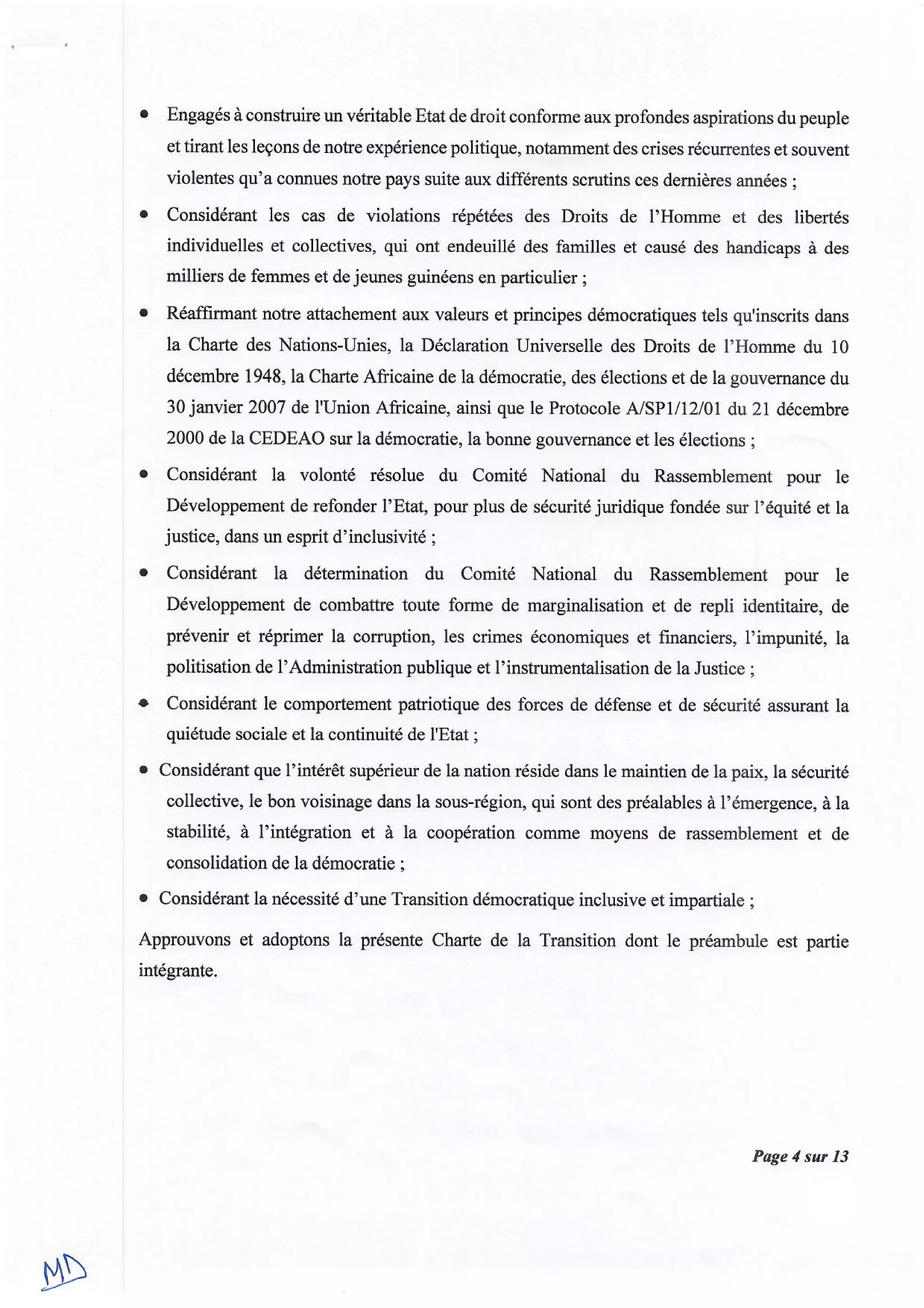 Guinée : le Cnrd publie sa charte de transition, les militaires ne comptent pas participer à la présidentielle