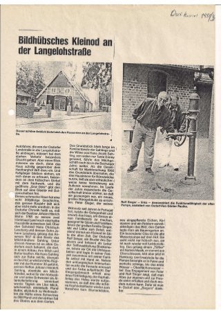 Osdorfer Zeitung 1991 Bericht über die von Nils Peter Sieger  restaurierte alte Bauernkate in Hamburg Nienstedten
