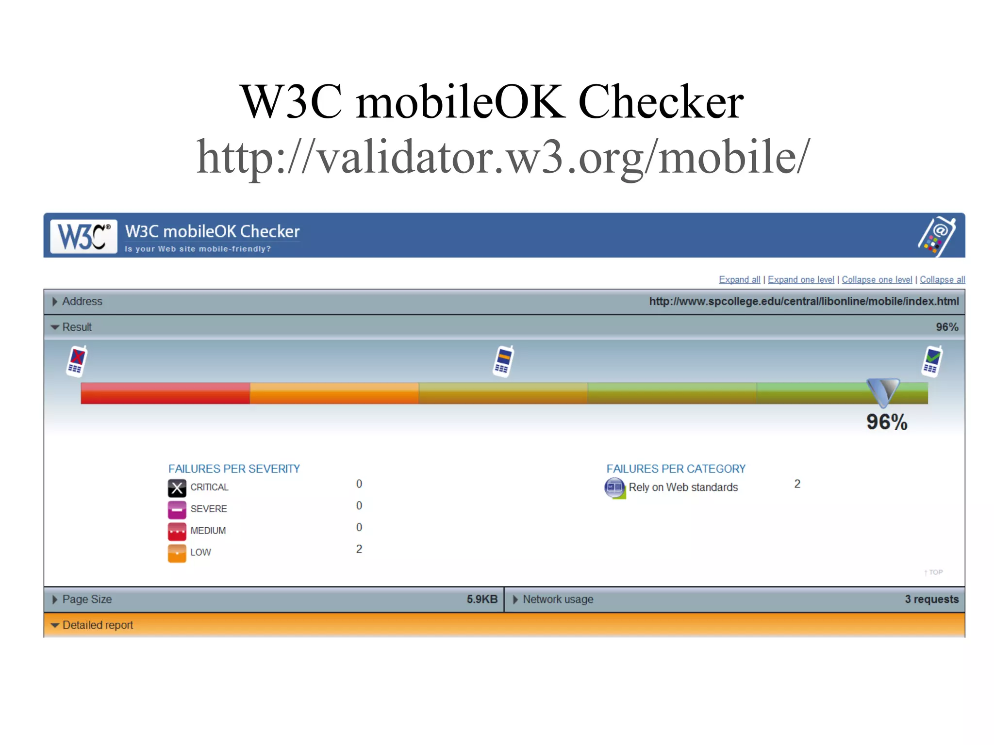 W3C mobileOK Checker    http://validator.w3.org/mobile/ 