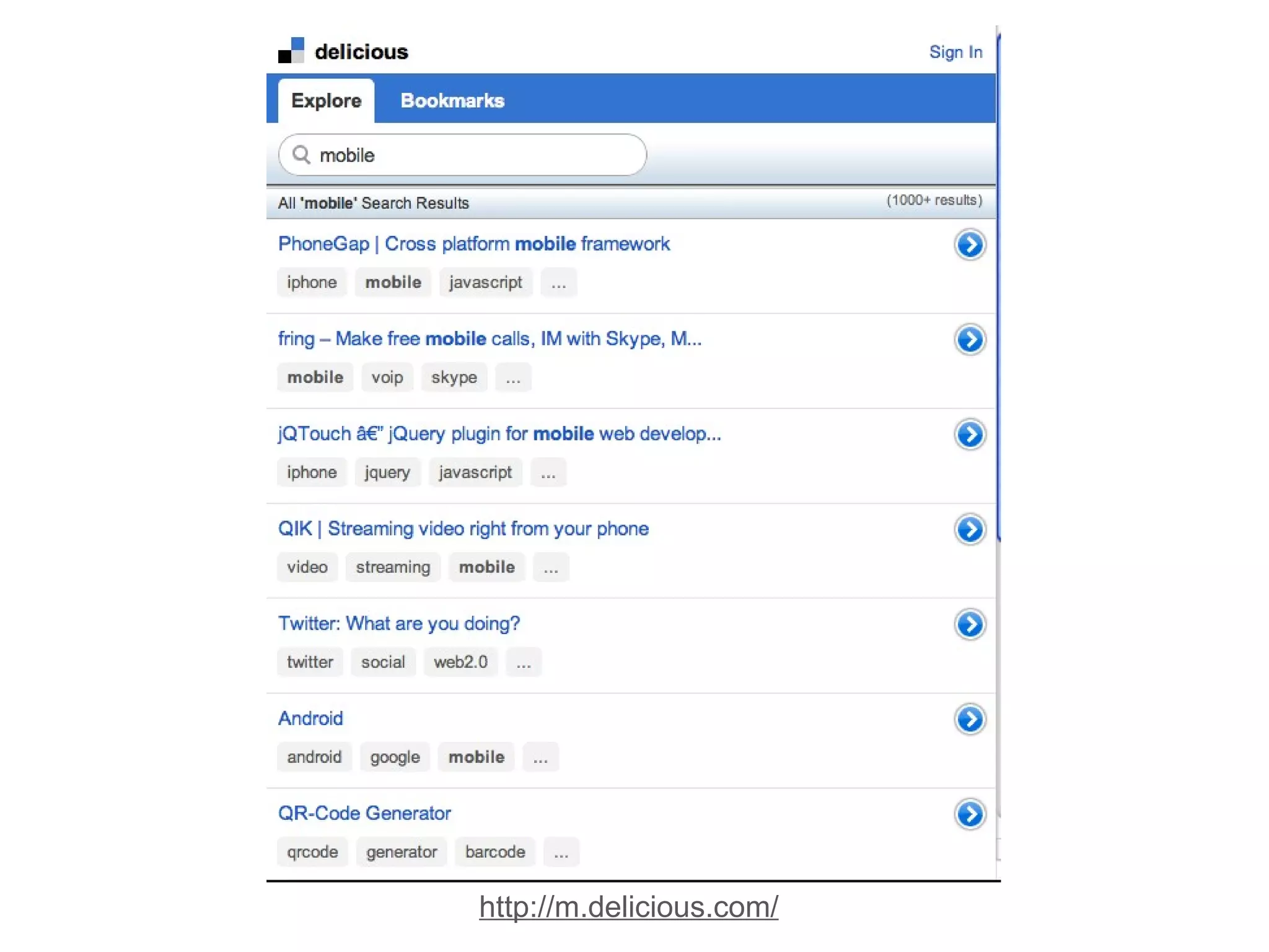 http://m.delicious.com/ 
