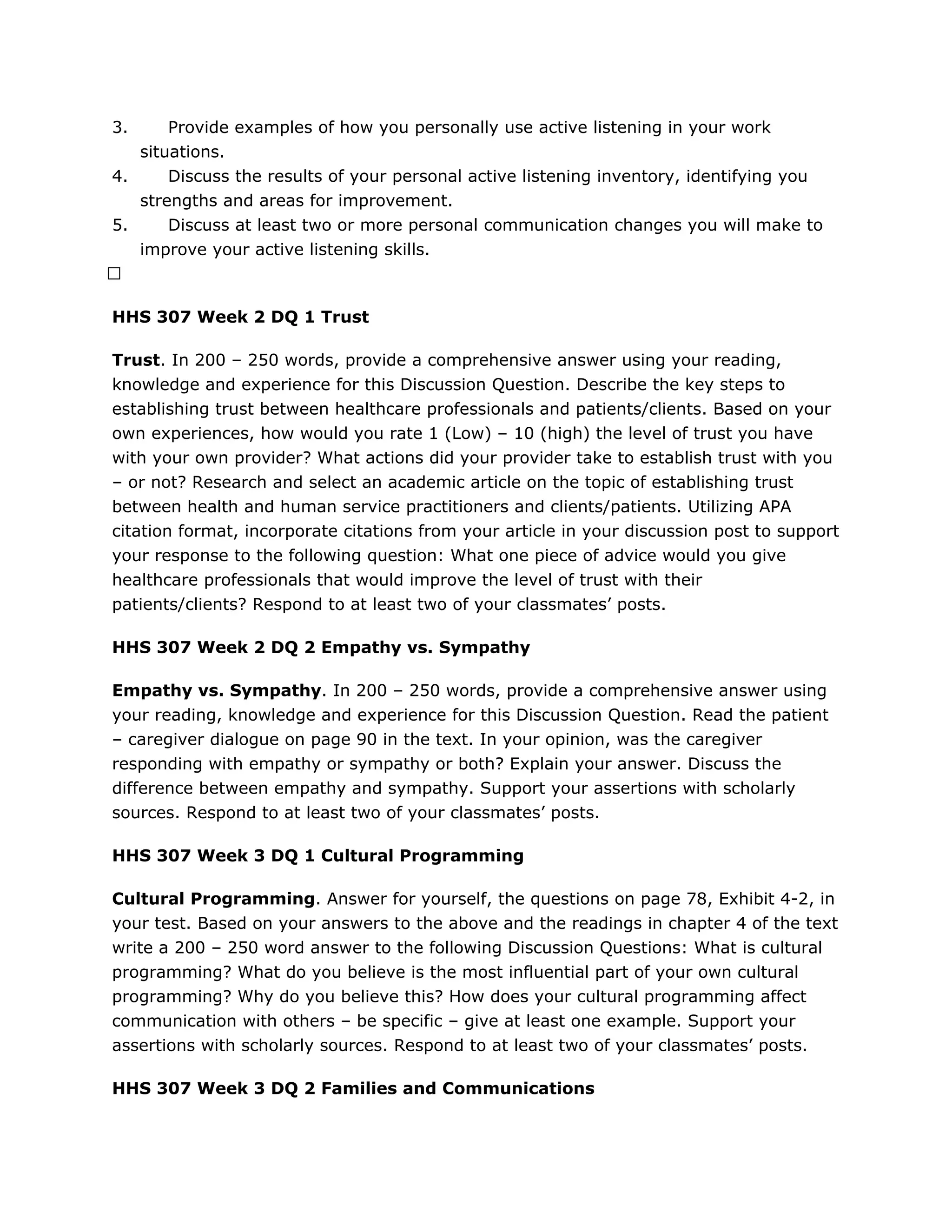 Hhs 307 complete class | PDF