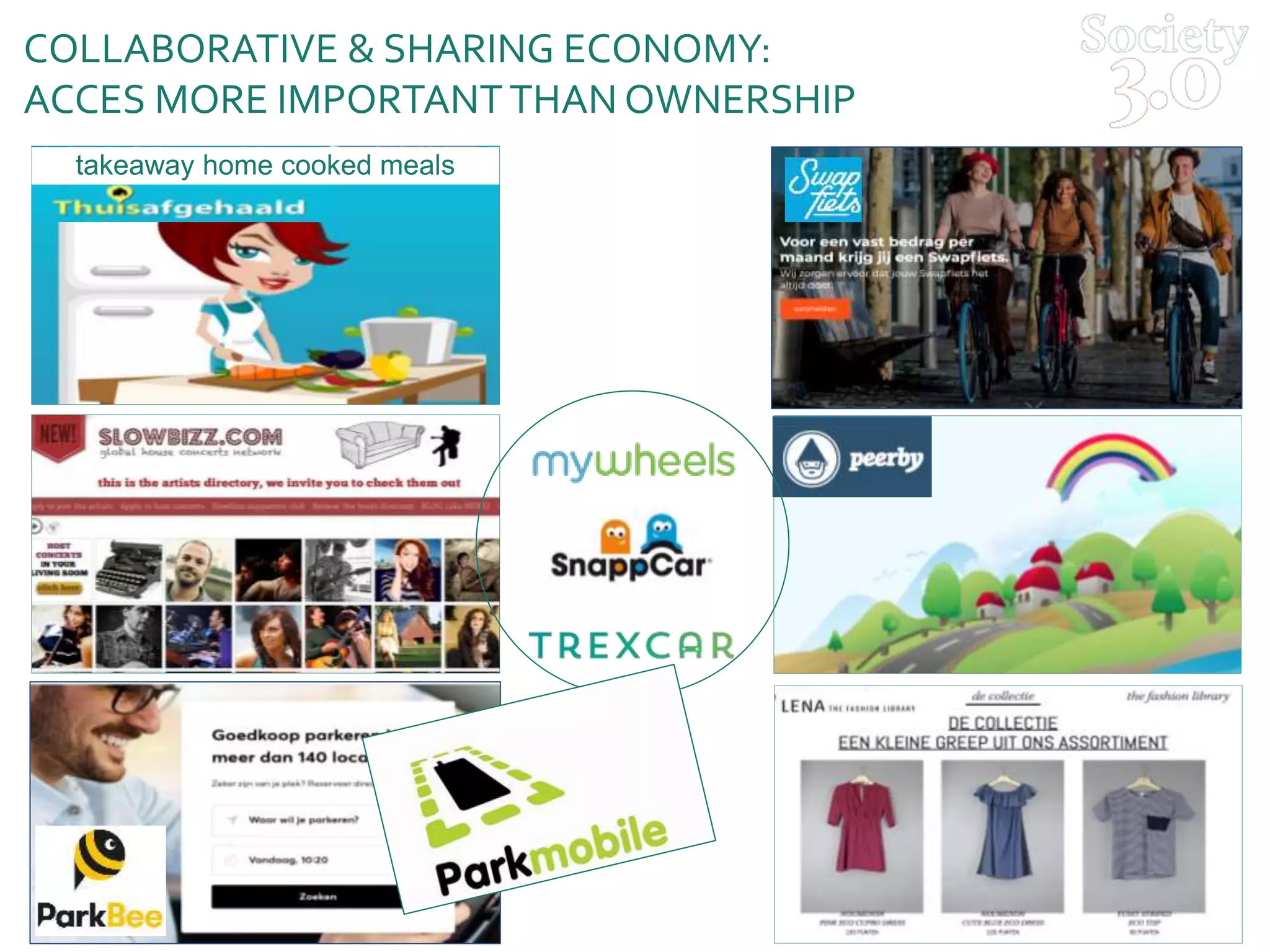 takeaway home cooked meals
COLLABORATIVE & SHARING ECONOMY:
ACCES MORE IMPORTANTTHAN OWNERSHIP
 